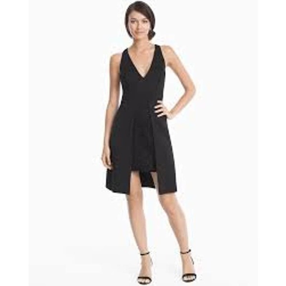 WHBM Aidan Mattox Black Lace Overlay Scuba Mini Dress NWT Sz 10 Date Night Ready - Picture 1 of 12